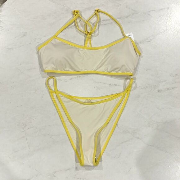 L*Space M/L Bikini Set Pamela Tommy Cream Cheeky Bitsy Size Medium Large NEW NWT - Picture 6 of 10